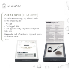 CLEAR SKIN LUMINIZER.  Peeling gel 53% • 50% glycolic acid / 2.5 phytic acid / 0.5% kojic acid.30ml